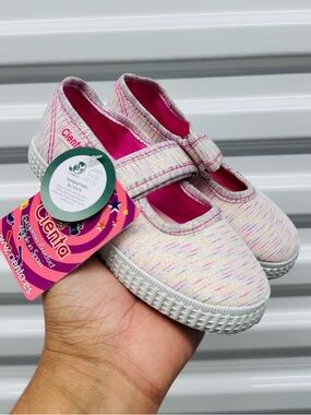Cienta Pink Multicolor Knit Mary Jane Shoes
